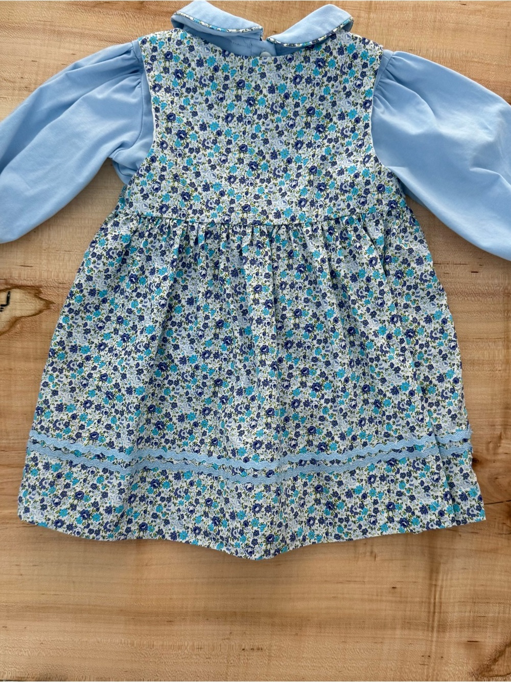 Cecil and Lou Floral Dress & Blue Peter Pan Collar Top Set 12M Boutique Style